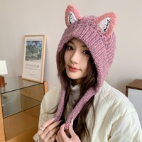 Cute Fox Ears Knitted Cap - Thumbnail 3