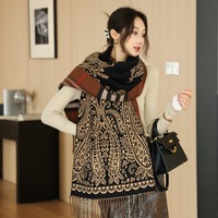 Maillard Retro Plaid Double-sided Cashew Imitation Cashmere Scarf - Thumbnail 3