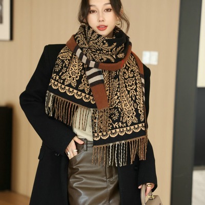 Maillard Retro Plaid Double-sided Cashew Imitation Cashmere Scarf