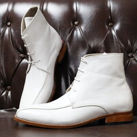 Crafted Leather Handmade Classic White Leather Jodhpur Boot - Thumbnail 2