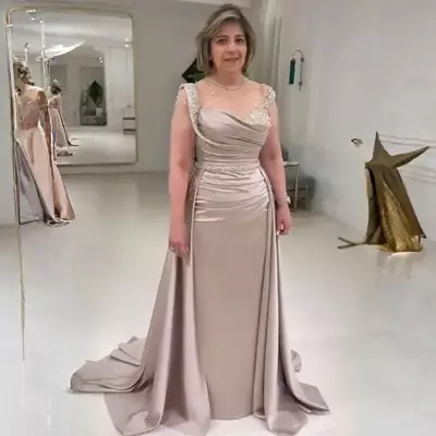 Crystal sequins mother of the bride / groom dresses long sleeves champagne plus size prom gowns african wear gown lady's dress