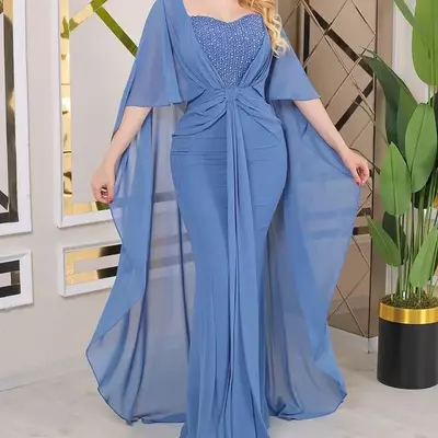 Mermaid chiffon the bride / groom dresses beaded sexy evening prom formal party birthday celebrity mother of groom gowns dress