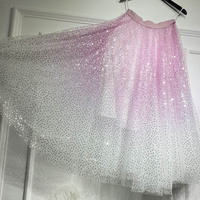 Emerald Green Sequined Tulle Midi Skirt Outfit Women Sparkly Midi Tulle Skirt Wedding Outfit Party Skirt Plus Size Custom - Thumbnail 8