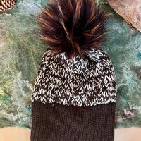 #86 Handmade Alpaca Wave Knit Hat with Pom Pom - Thumbnail 1