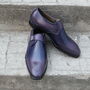 Crafted Leather Beautifully Crafted Purple Patina Leather Monk Strap Dress Shoes-3