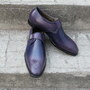Crafted Leather Beautifully Crafted Purple Patina Leather Monk Strap Dress Shoes-4