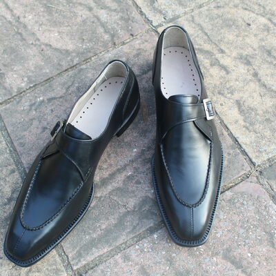 Crafted leather classic handmade black calf leather split toe dress shoes - Thumbnail 5