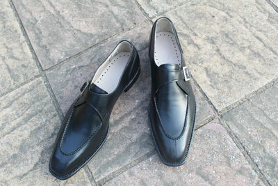 Crafted Leather Classic Handmade Black Calf Leather Split Toe Dress Shoes