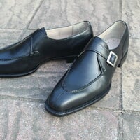 Crafted Leather Classic Handmade Black Calf Leather Split Toe Dress Shoes - Thumbnail 3