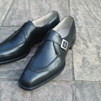 Crafted Leather Classic Handmade Black Calf Leather Split Toe Dress Shoes - Thumbnail 4