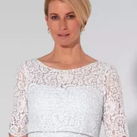 Long Sleeves Formal Of The Bride/ Groom  Dresses Jewel Neck Appliques Lace Pearls Mother Dress Evening Gowns - Thumbnail 4
