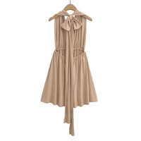 Long back slim fit pleated waist A-line mini skirt - Thumbnail 2