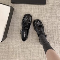 Retro Baroque Carved T-strap Loafers - Thumbnail 1