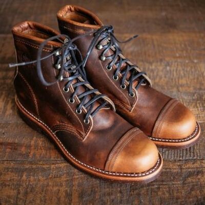 Vintage beauty handmade brown cap toe lace up dress boot walking boot collection - Thumbnail 3