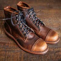 Vintage Beauty Handmade Brown Cap Toe Lace Up Dress Boot Walking Boot Collection - Thumbnail 1