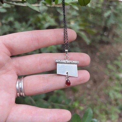 Guillotine blade - blood drop pendant