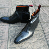 Crafted Leather Classic Handmade Black Crocodile Leather Side Zipper Jodhpur Boot - Thumbnail 3