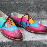 Crafted Leather Classic and Elegant Handcrafted Multi Color Leather Oxford Dress Men Shoes  - Thumbnail 1