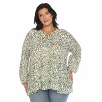 White Mark Women's Printed Peasant Chiffon Blouse - Thumbnail 7