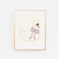 Swan with a Bow (Color Options) Print - Thumbnail 1