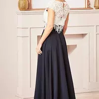  Ankle Length Mother Of The Bride / Groom Dresses V Neck Cap Sleeves Top Lace Outdoor Boho Groom Mom Evening Dresses  - Thumbnail 1