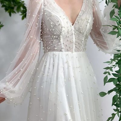 New luxury pearl a pendant wedding dress ball dress