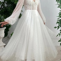 New Luxury Pearl A Pendant Wedding Dress Ball Dress - Thumbnail 3