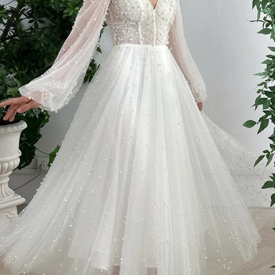 New luxury pearl a pendant wedding dress ball dress