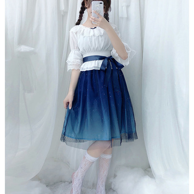 Starry sky gradient lace dress