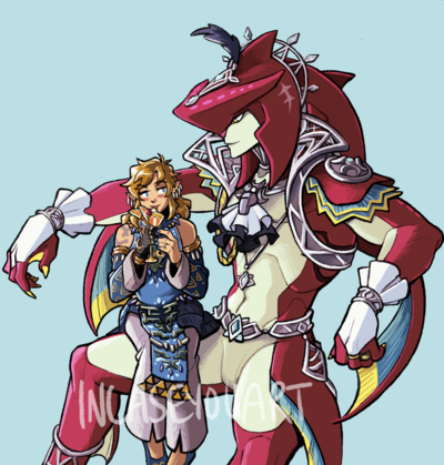 Link sitting on Sidon
