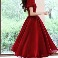 Beautiful Cute V Neck Red Short Prom Dresses For Girls - Thumbnail 1