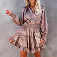 Fashion Long Sleeved V-Neck Dress - Thumbnail 2