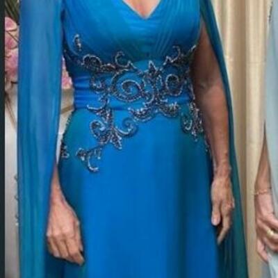 Blue mother of bride/ groom dress beading crystals evening formal gowns