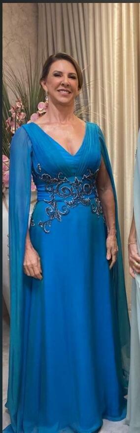 Blue Mother of Bride/ Groom Dress Beading Crystals Evening Formal Gowns