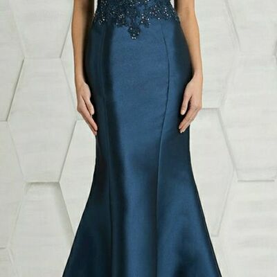 Navy blue mother of bride/ groom dress beading lace evening formal gowns