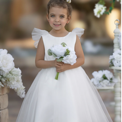 V back flower girl dresses tea length