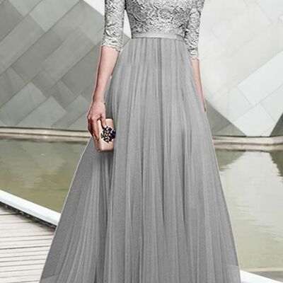 Grey mother of bride/ groom dress lace evening formal gowns
