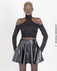 Intrigue Circle Skirt with Pockets - Matte Black - Thumbnail 1