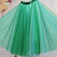 Emerald Green Sequined Tulle Midi Skirt Holiday Outfit Women Sparkly Midi Tulle Skirt Wedding Party Outfit Plus Size Custom - Thumbnail 3
