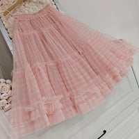 Red Plaid Tulle Skirt Women High Waisted Tulle Plaid Skirt Plus Size Layered Tulle Skirt Holiday Outfit - Thumbnail 3