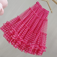 Red Plaid Tulle Skirt Women High Waisted Tulle Plaid Skirt Plus Size Layered Tulle Skirt Holiday Outfit - Thumbnail 6