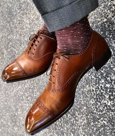 Brown Bespoke Style Handmade Cap Toe Dress Shoes Handmade Edition