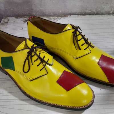 Handmade multi shaded festival customize dress lace up men's shoes