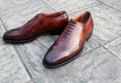 Crafted Leather Classic Bespoke Model Brown Patina Leather Dress Shoes