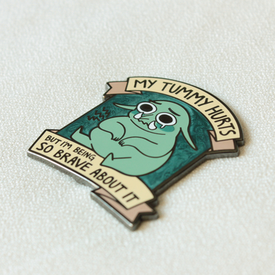 My tummy hurts enamel pin