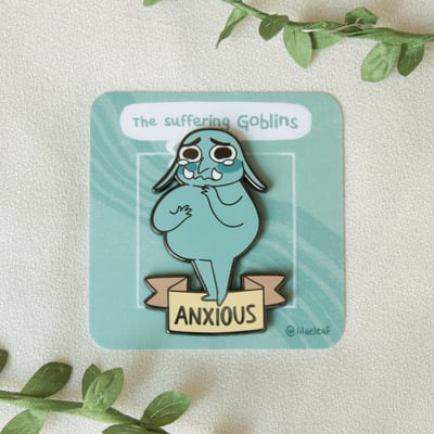 Anxious enamel pin