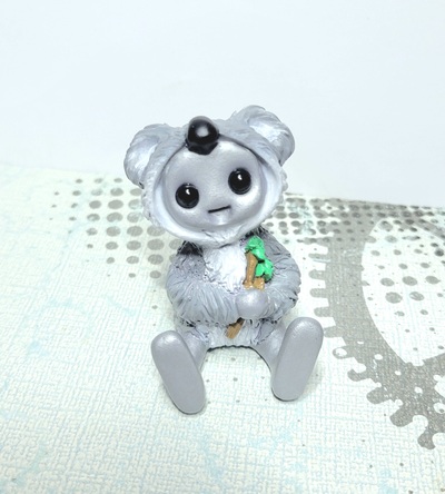 Koala Costume Robot Figurine Resin Art Toy Mental Health Kawaii Desk Buddy