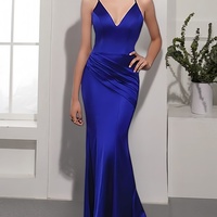 Mermaid Satin V-Neck Party Dress Prom Dress - Thumbnail 9