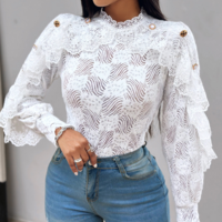 Design Jacquard Slim Long Sleeve Top - Thumbnail 1