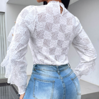 Design Jacquard Slim Long Sleeve Top - Thumbnail 2